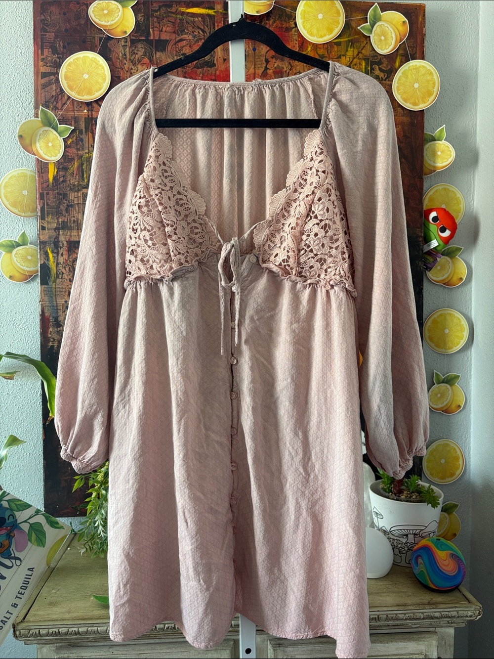 Lace-Trim Satin Babydoll Dress Size M - Picture 1 of 1